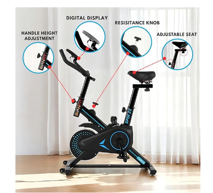 BIONFIT Spin z2 Exercise Bike for Home | Gym Cycle for Cardio Fitness & Workout with 6 kg Flywheel | Adjustable Resistance & LED Display, Cushioned Seat | Indoor Spin Bike Cycling Machine for Men