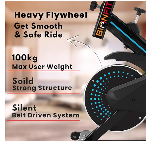 BIONFIT Spin z2 Exercise Bike for Home | Gym Cycle for Cardio Fitness & Workout with 6 kg Flywheel | Adjustable Resistance & LED Display, Cushioned Seat | Indoor Spin Bike Cycling Machine for Men