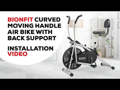 Bionfit ON02CM Curved Moving Handle Air Bike with Back Support - 100kg Max User Weight - 2 Year Warranty