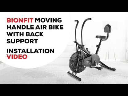 Bionfit ON02M 100kg Weight Capacity Moving Handle Air Bike with Back Support - Low Impact, Full-Body Workout