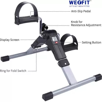 WErFIT Digital Portable Foot Hand Pedal Exerciser Cycle With Free Single Resistance Tube Cycling Kit