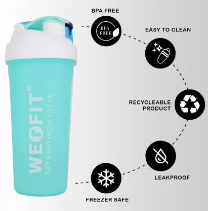 BIONFIT Sports and Hiking Bottle, 100% Leak-Proof 700 ml Shaker  (Pack of 1, Blue, White, Plastic)